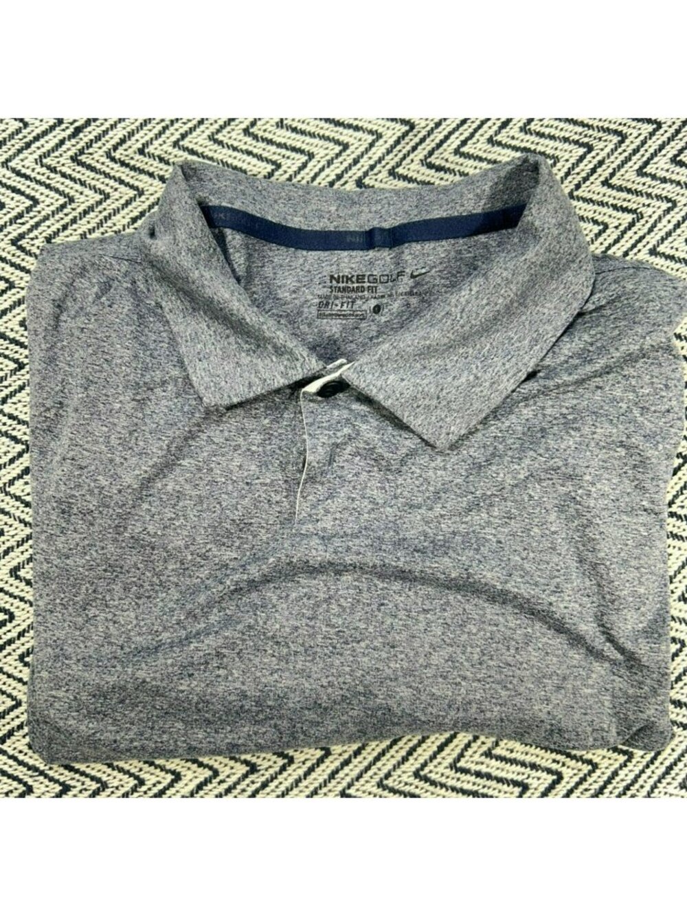 Nike Golf Dri-Fit Standard Fit Polo Shirt Heather Gray & White Men's Size L